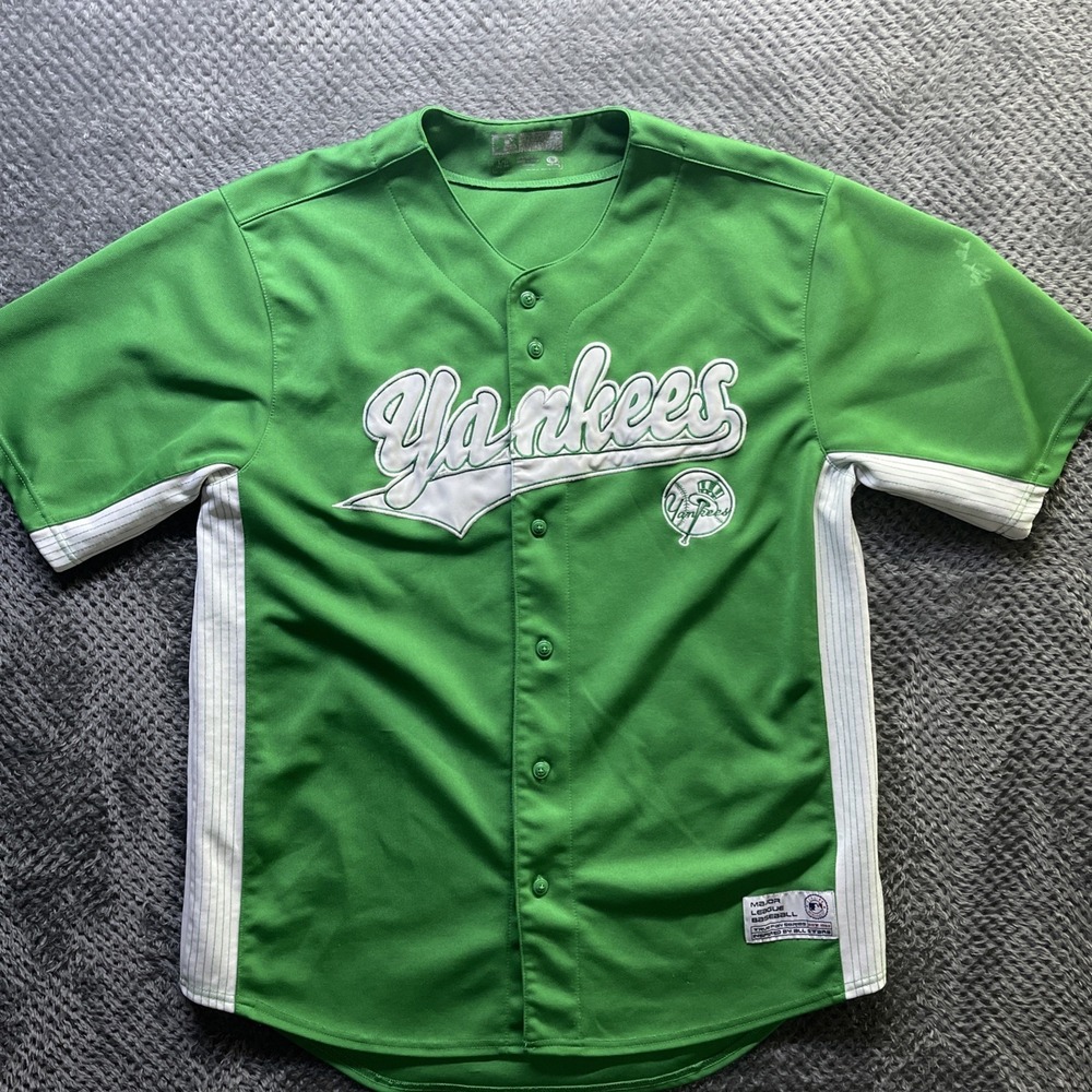 New York Yankees Jersey Mens Green Large MLB True Fan Baseball #417